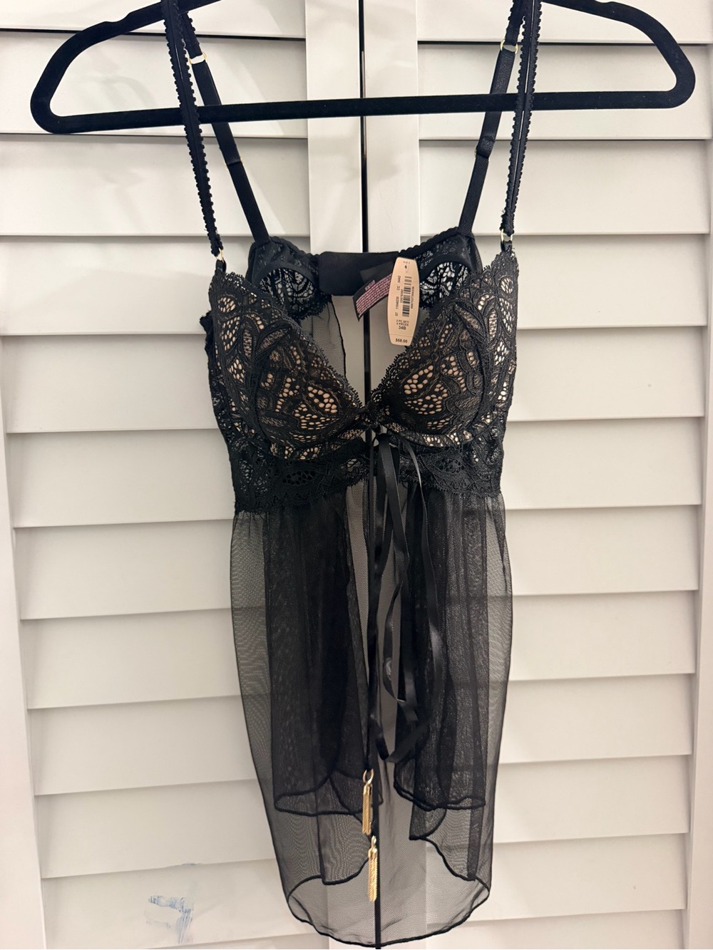 Victoria's Secret Black Lace & Mesh Babydoll Chemise